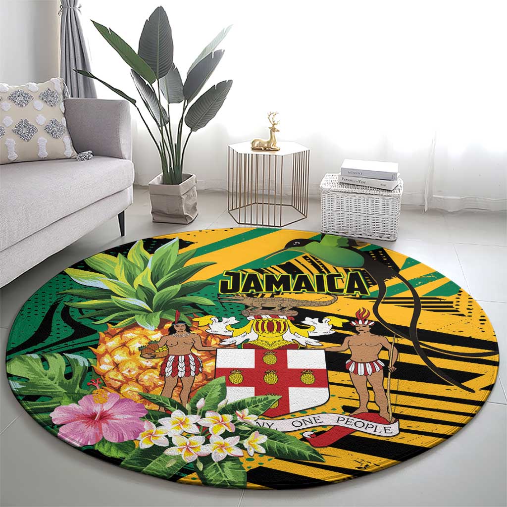 Jamaica Red-billed Streamertail Round Carpet Pineapple Tropical Style - Wonder Print Shop