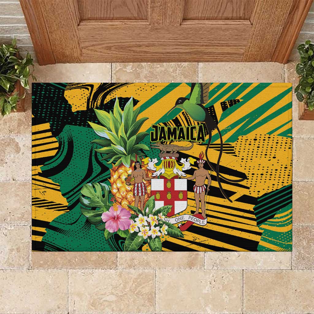Jamaica Red-billed Streamertail Rubber Doormat Pineapple Tropical Style - Wonder Print Shop