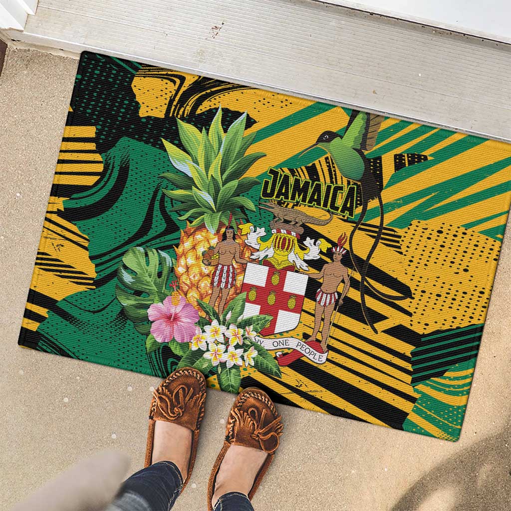 Jamaica Red-billed Streamertail Rubber Doormat Pineapple Tropical Style - Wonder Print Shop