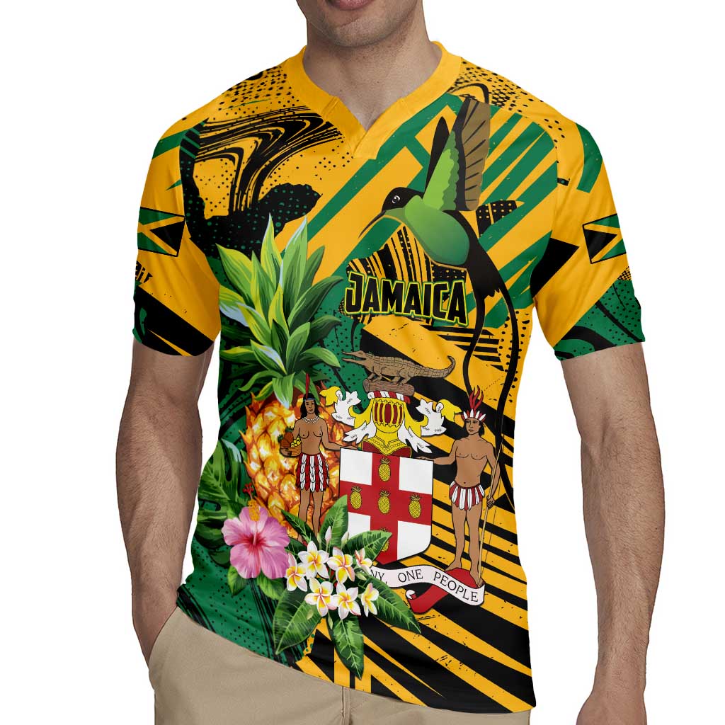 Personalized Jamaica Red-billed Streamertail Rugby Jersey Pineapple Tropical Style - Wonder Print Shop