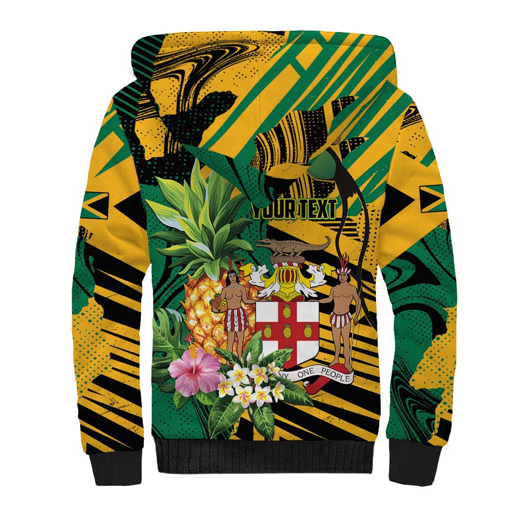 Personalized Jamaica Red-billed Streamertail Sherpa Hoodie Pineapple Tropical Style - Wonder Print Shop