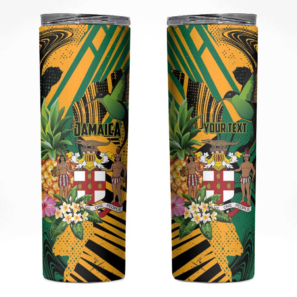 Personalized Jamaica Red-billed Streamertail Skinny Tumbler Pineapple Tropical Style - Wonder Print Shop