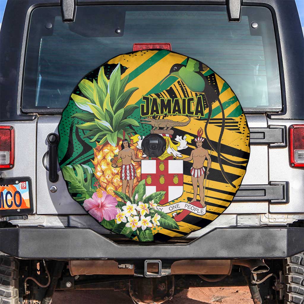 Jamaica Red-billed Streamertail Spare Tire Cover Pineapple Tropical Style - Wonder Print Shop