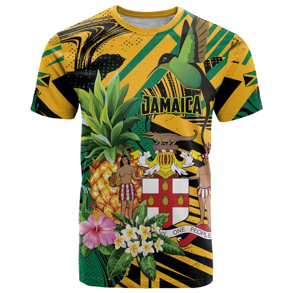 Personalized Jamaica Red-billed Streamertail T Shirt Pineapple Tropical Style - Wonder Print Shop