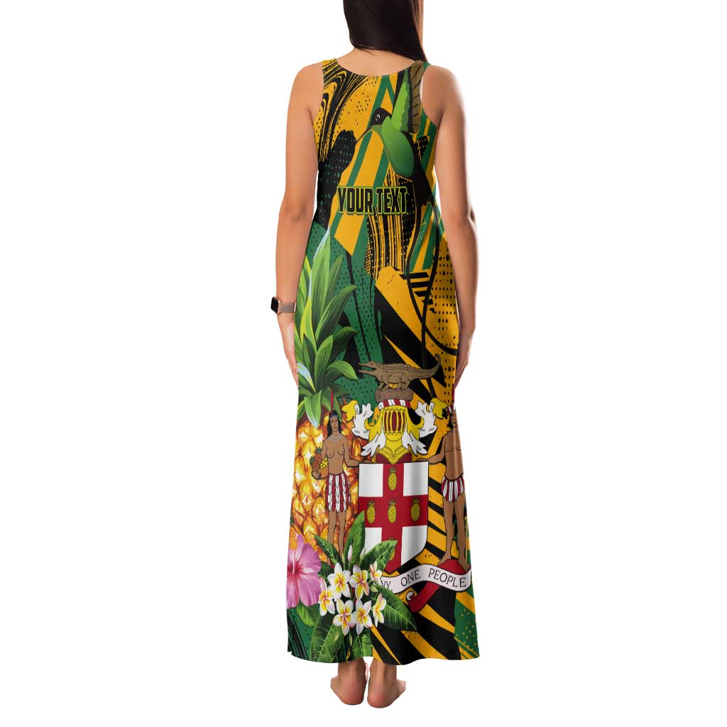 Personalized Jamaica Red-billed Streamertail Tank Maxi Dress Pineapple Tropical Style - Wonder Print Shop