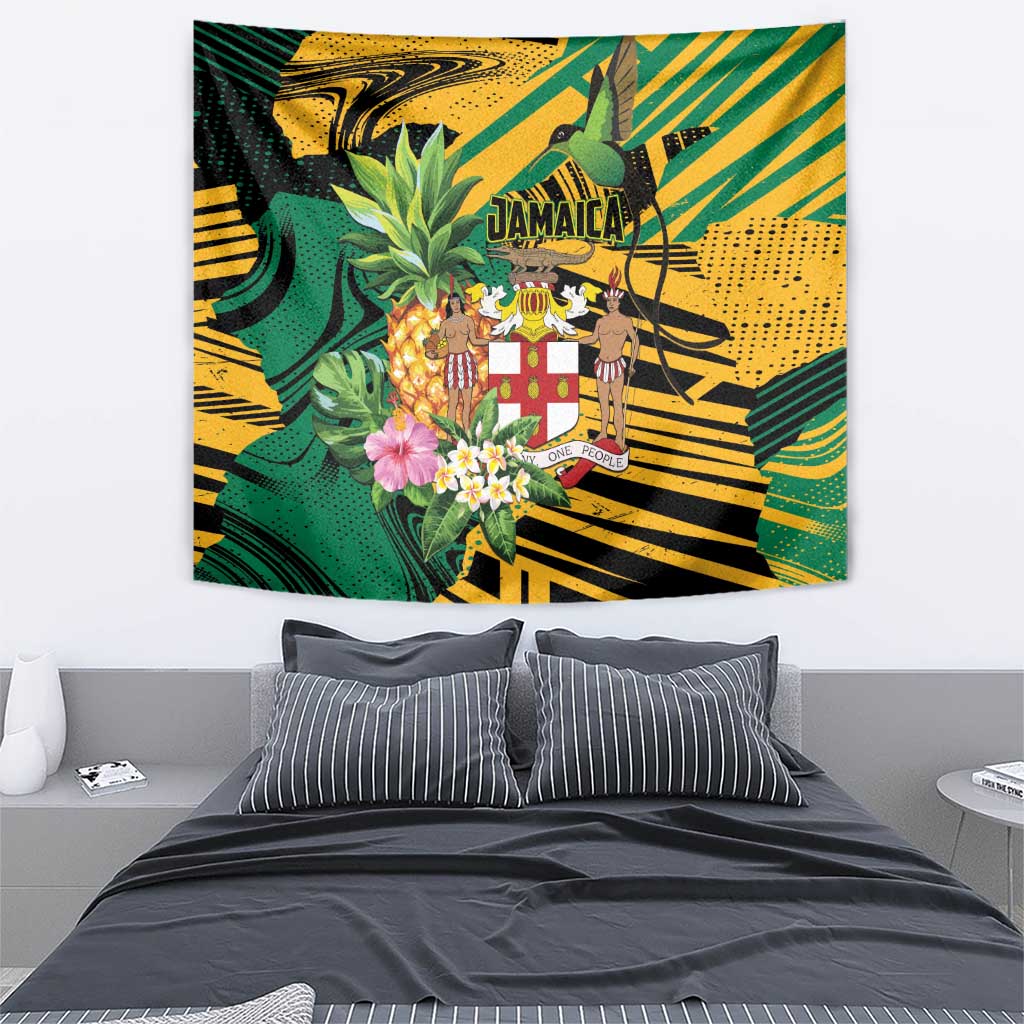 Jamaica Red-billed Streamertail Tapestry Pineapple Tropical Style - Wonder Print Shop