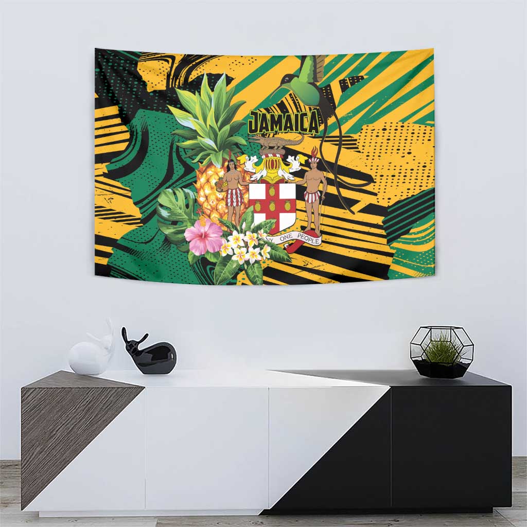Jamaica Red-billed Streamertail Tapestry Pineapple Tropical Style - Wonder Print Shop