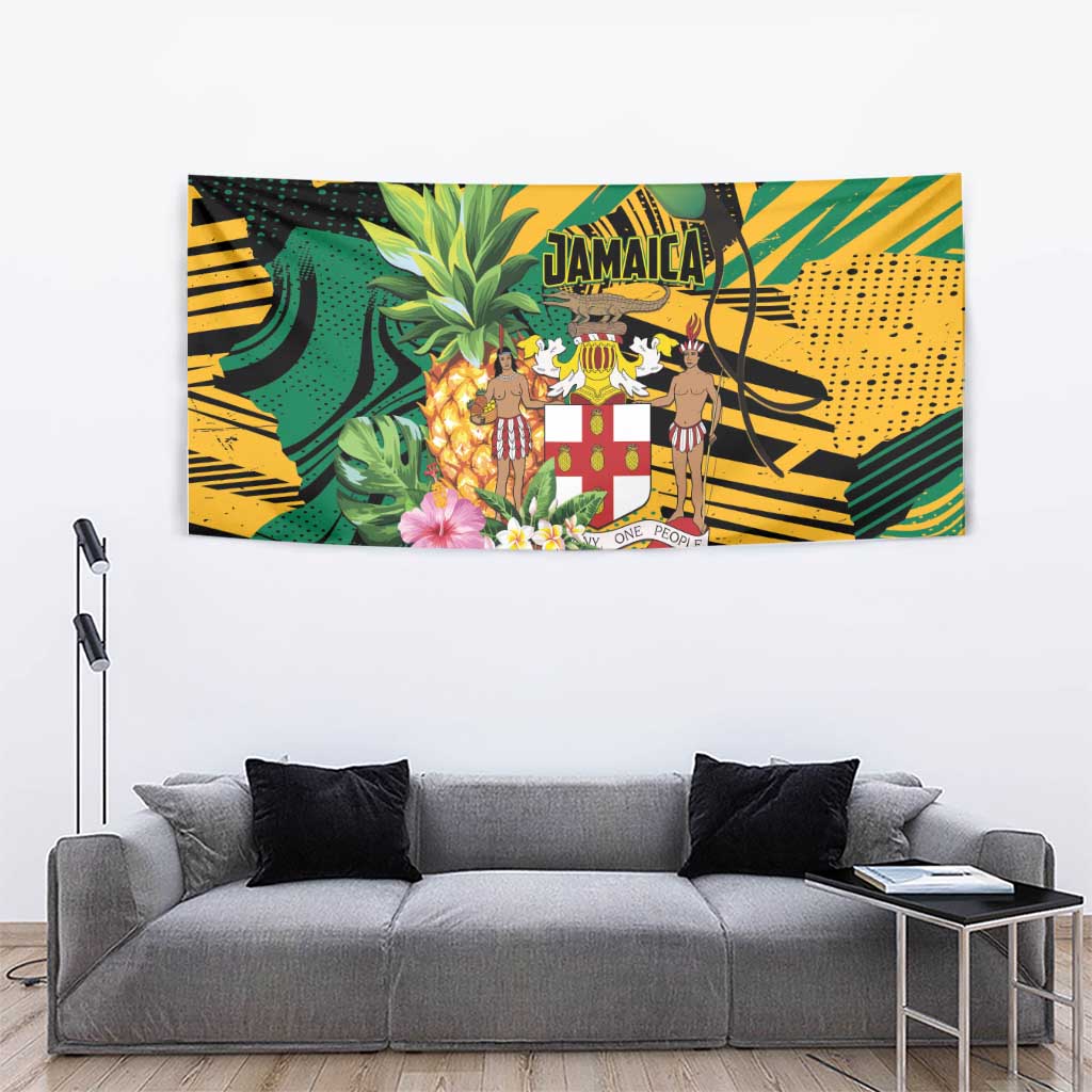 Jamaica Red-billed Streamertail Tapestry Pineapple Tropical Style - Wonder Print Shop