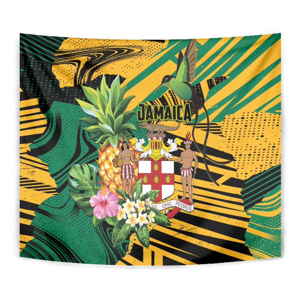 Jamaica Red-billed Streamertail Tapestry Pineapple Tropical Style - Wonder Print Shop