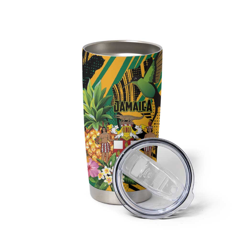 Personalized Jamaica Red-billed Streamertail Tumbler Cup Pineapple Tropical Style - Wonder Print Shop