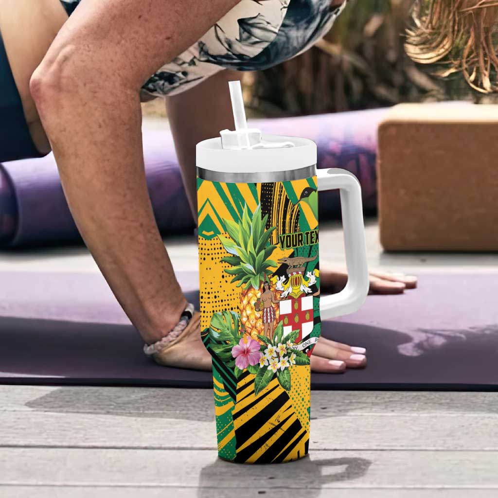 Personalized Jamaica Red-billed Streamertail Tumbler With Handle Pineapple Tropical Style - Wonder Print Shop
