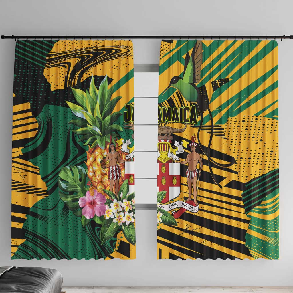 Jamaica Red-billed Streamertail Window Curtain Pineapple Tropical Style - Wonder Print Shop
