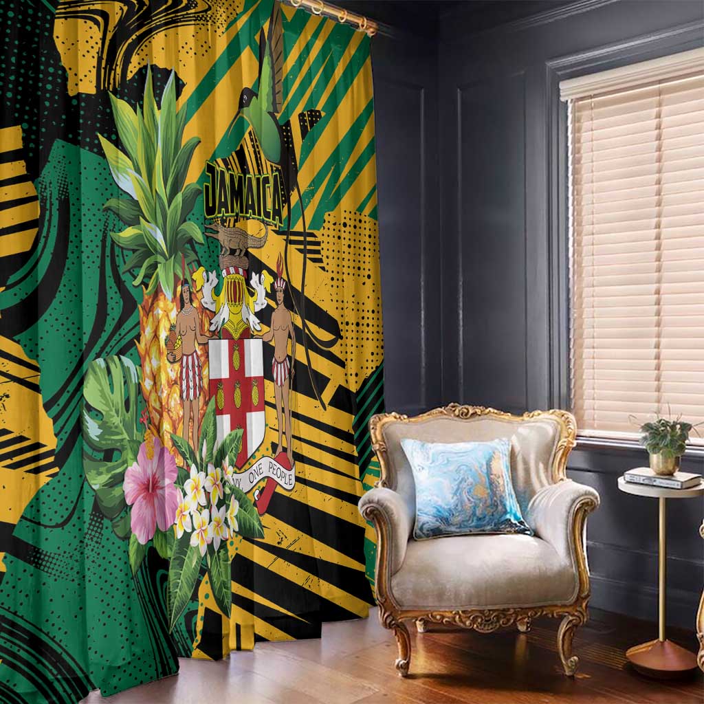 Jamaica Red-billed Streamertail Window Curtain Pineapple Tropical Style - Wonder Print Shop