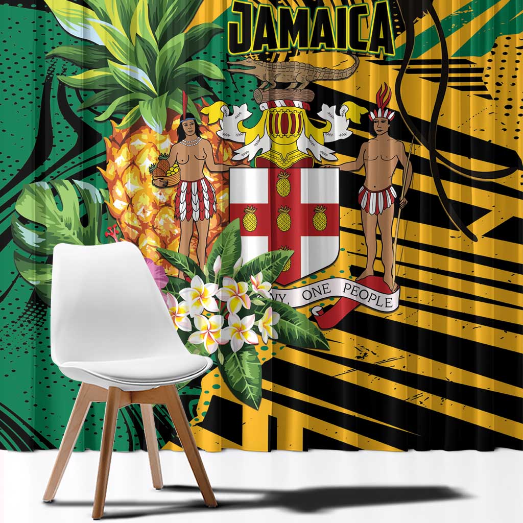 Jamaica Red-billed Streamertail Window Curtain Pineapple Tropical Style - Wonder Print Shop