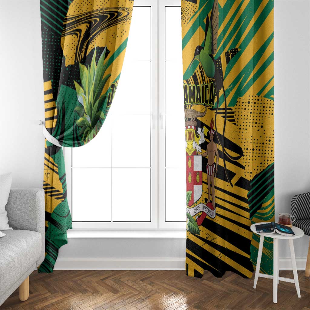 Jamaica Red-billed Streamertail Window Curtain Pineapple Tropical Style - Wonder Print Shop