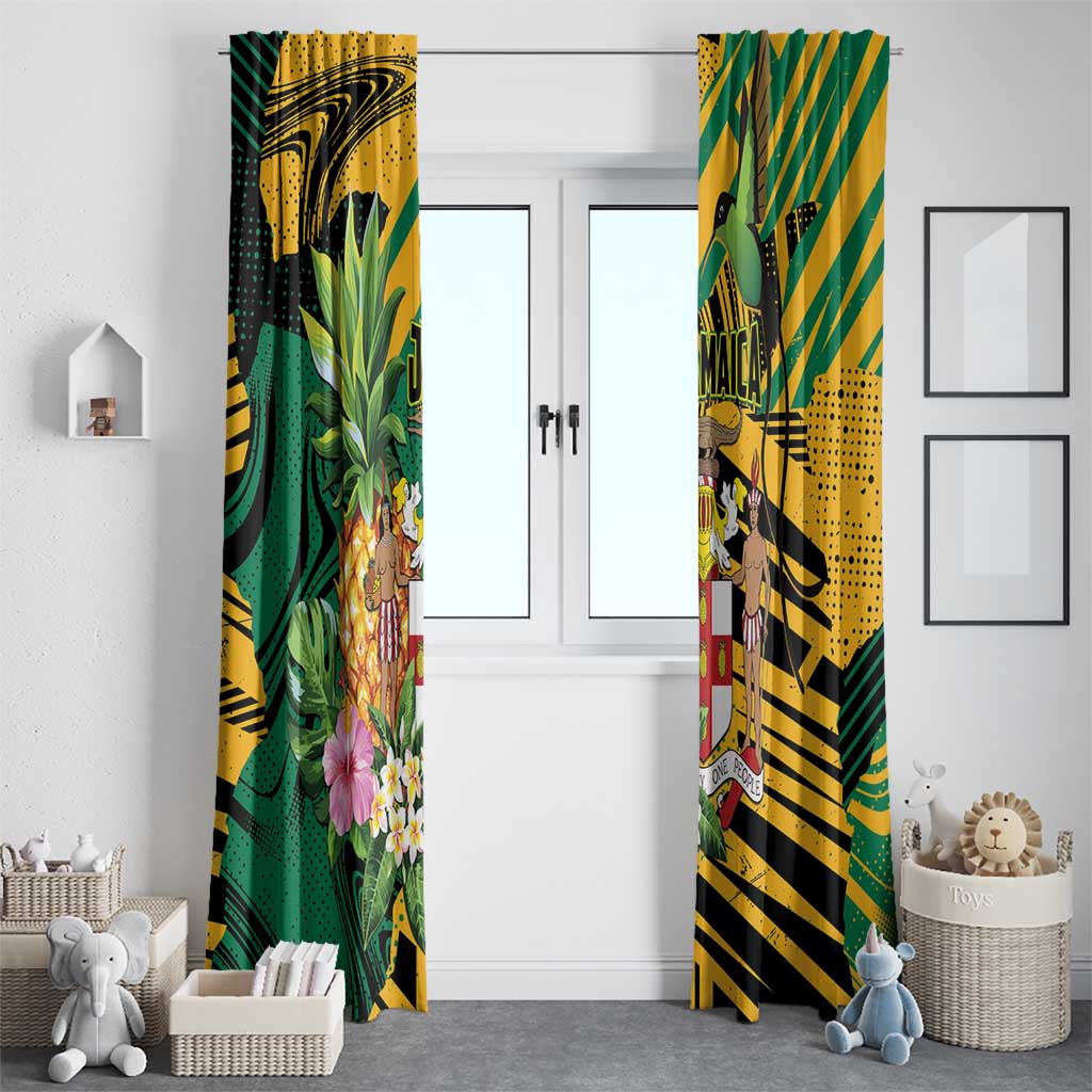 Jamaica Red-billed Streamertail Window Curtain Pineapple Tropical Style - Wonder Print Shop