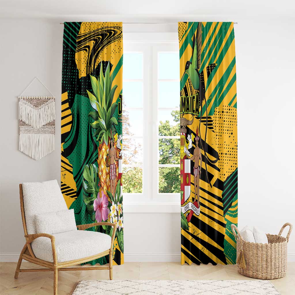 Jamaica Red-billed Streamertail Window Curtain Pineapple Tropical Style - Wonder Print Shop