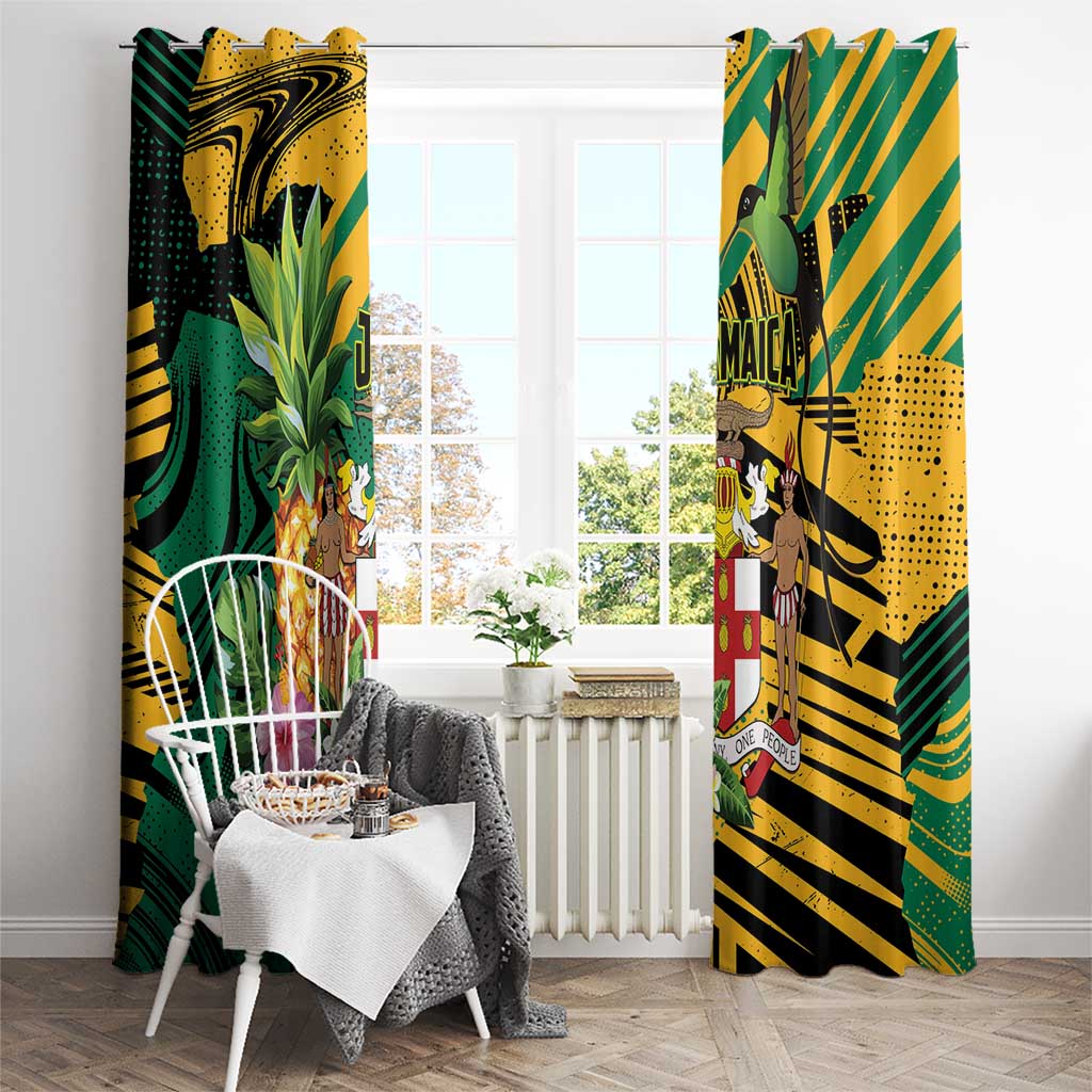 Jamaica Red-billed Streamertail Window Curtain Pineapple Tropical Style - Wonder Print Shop