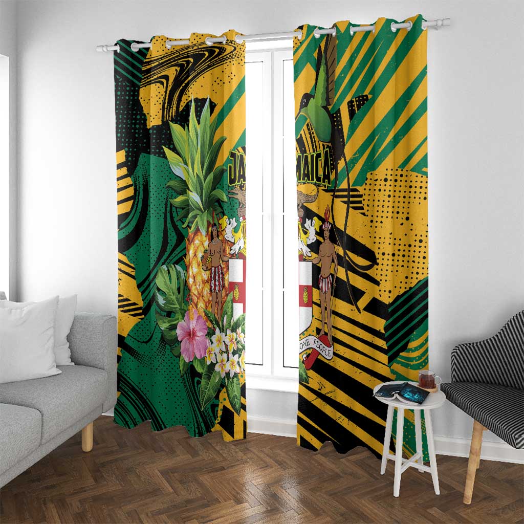Jamaica Red-billed Streamertail Window Curtain Pineapple Tropical Style - Wonder Print Shop