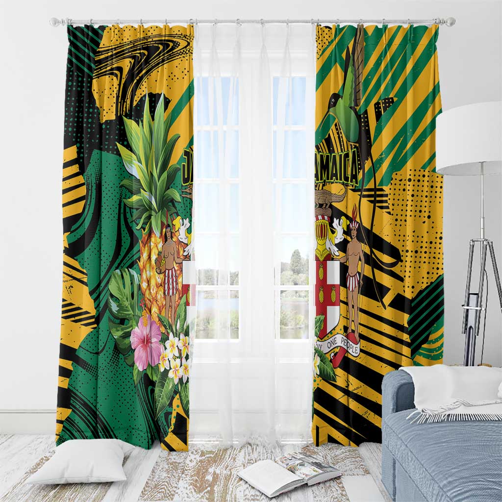 Jamaica Red-billed Streamertail Window Curtain Pineapple Tropical Style - Wonder Print Shop