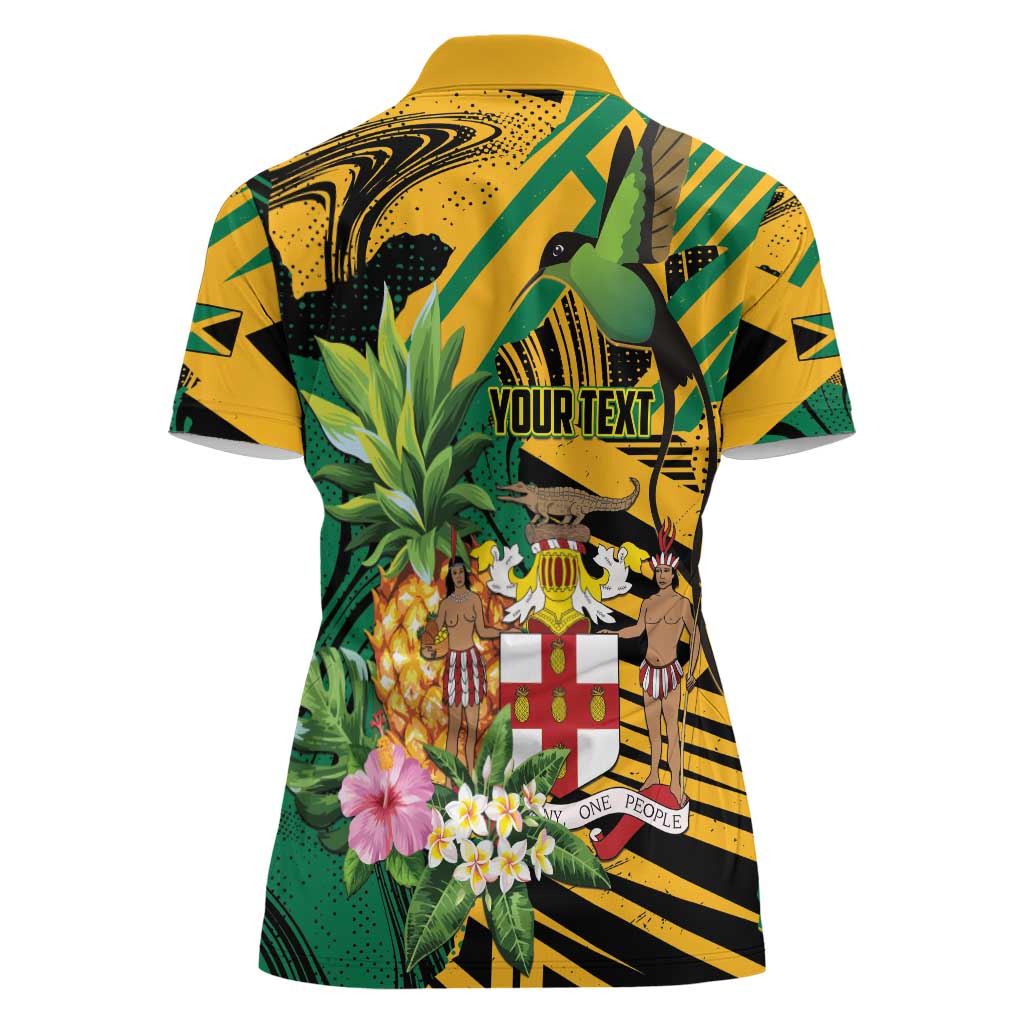 Personalized Jamaica Red-billed Streamertail Women Polo Shirt Pineapple Tropical Style - Wonder Print Shop