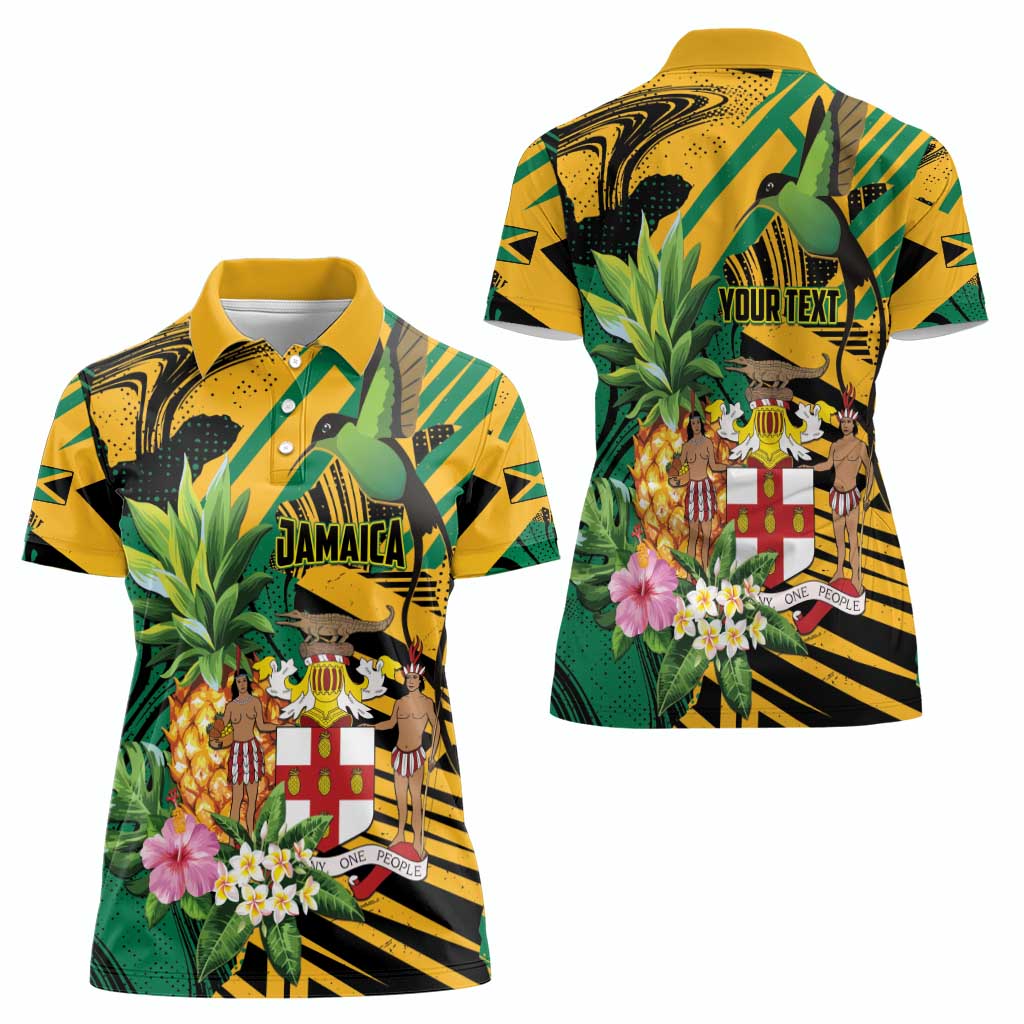 Personalized Jamaica Red-billed Streamertail Women Polo Shirt Pineapple Tropical Style - Wonder Print Shop