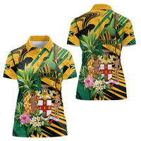 Personalized Jamaica Red-billed Streamertail Women Polo Shirt Pineapple Tropical Style - Wonder Print Shop