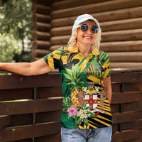 Personalized Jamaica Red-billed Streamertail Women Polo Shirt Pineapple Tropical Style - Wonder Print Shop