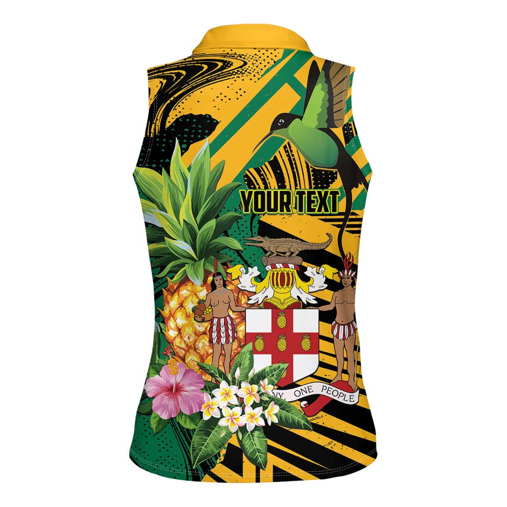 Personalized Jamaica Red-billed Streamertail Women Sleeveless Polo Shirt Pineapple Tropical Style - Wonder Print Shop