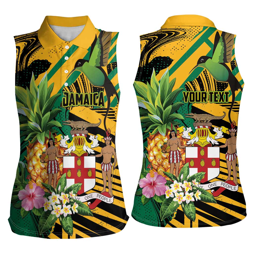 Personalized Jamaica Red-billed Streamertail Women Sleeveless Polo Shirt Pineapple Tropical Style - Wonder Print Shop
