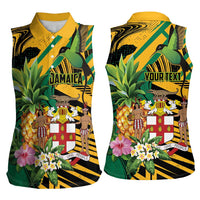 Personalized Jamaica Red-billed Streamertail Women Sleeveless Polo Shirt Pineapple Tropical Style - Wonder Print Shop