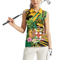 Personalized Jamaica Red-billed Streamertail Women Sleeveless Polo Shirt Pineapple Tropical Style - Wonder Print Shop