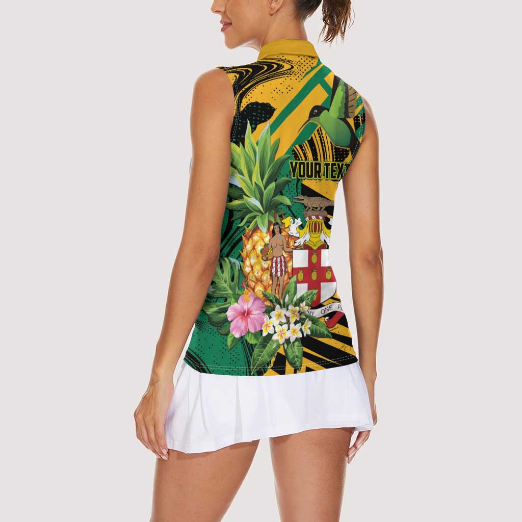 Personalized Jamaica Red-billed Streamertail Women Sleeveless Polo Shirt Pineapple Tropical Style - Wonder Print Shop