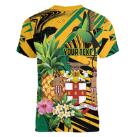 Personalized Jamaica Red-billed Streamertail Women V-Neck T-Shirt Pineapple Tropical Style - Wonder Print Shop