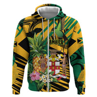 Personalized Jamaica Red-billed Streamertail Zip Hoodie Pineapple Tropical Style - Wonder Print Shop