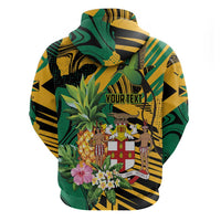 Personalized Jamaica Red-billed Streamertail Zip Hoodie Pineapple Tropical Style - Wonder Print Shop