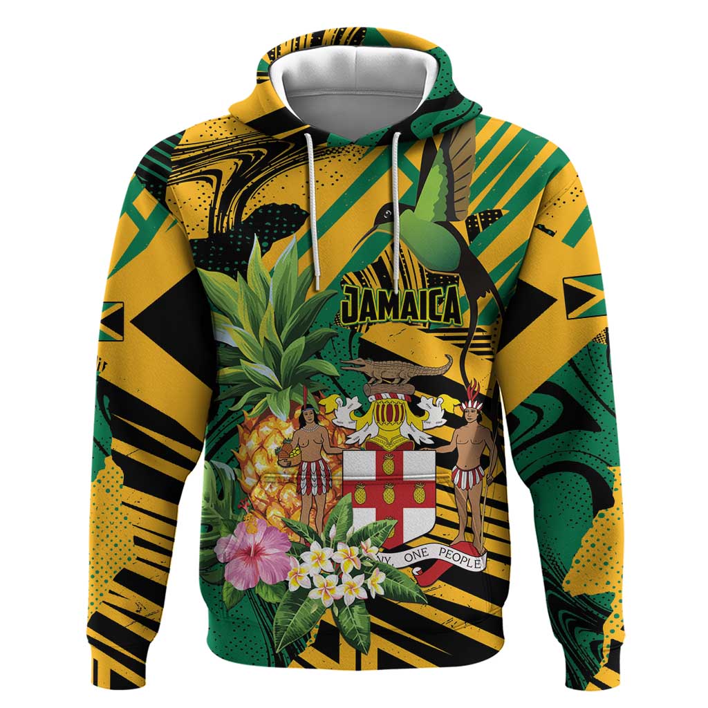 Personalized Jamaica Red-billed Streamertail Zip Hoodie Pineapple Tropical Style - Wonder Print Shop