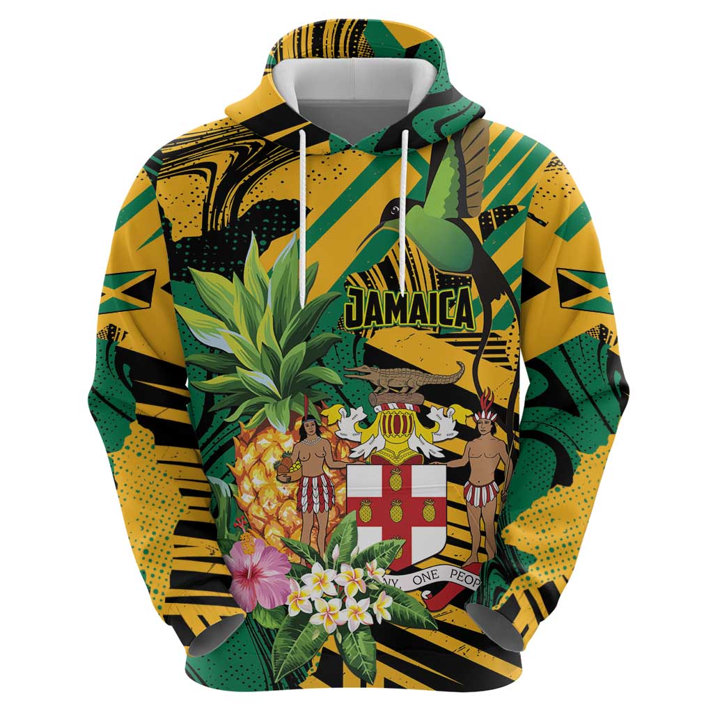 Personalized Jamaica Red-billed Streamertail Zip Hoodie Pineapple Tropical Style - Wonder Print Shop
