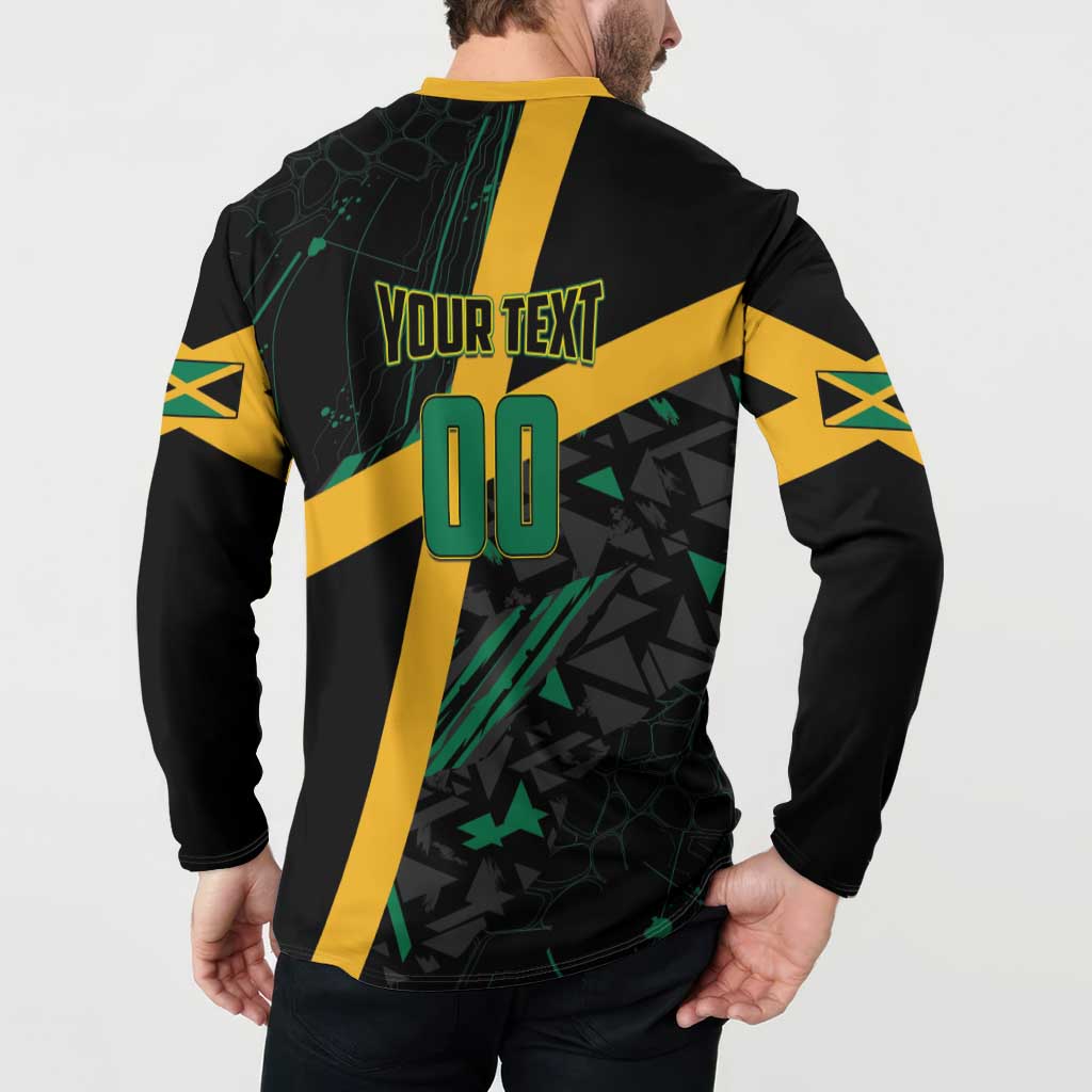 Custom Rugby Jamaica Crocs Button Sweatshirt Cool Runnings on Grass - Wonder Print Shop