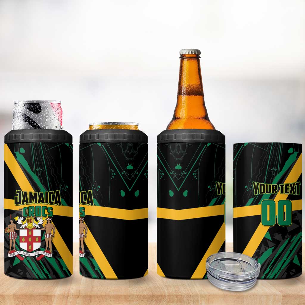 Custom Rugby Jamaica Crocs 4 in 1 Can Cooler Tumbler Cool Runnings on Grass - Wonder Print Shop