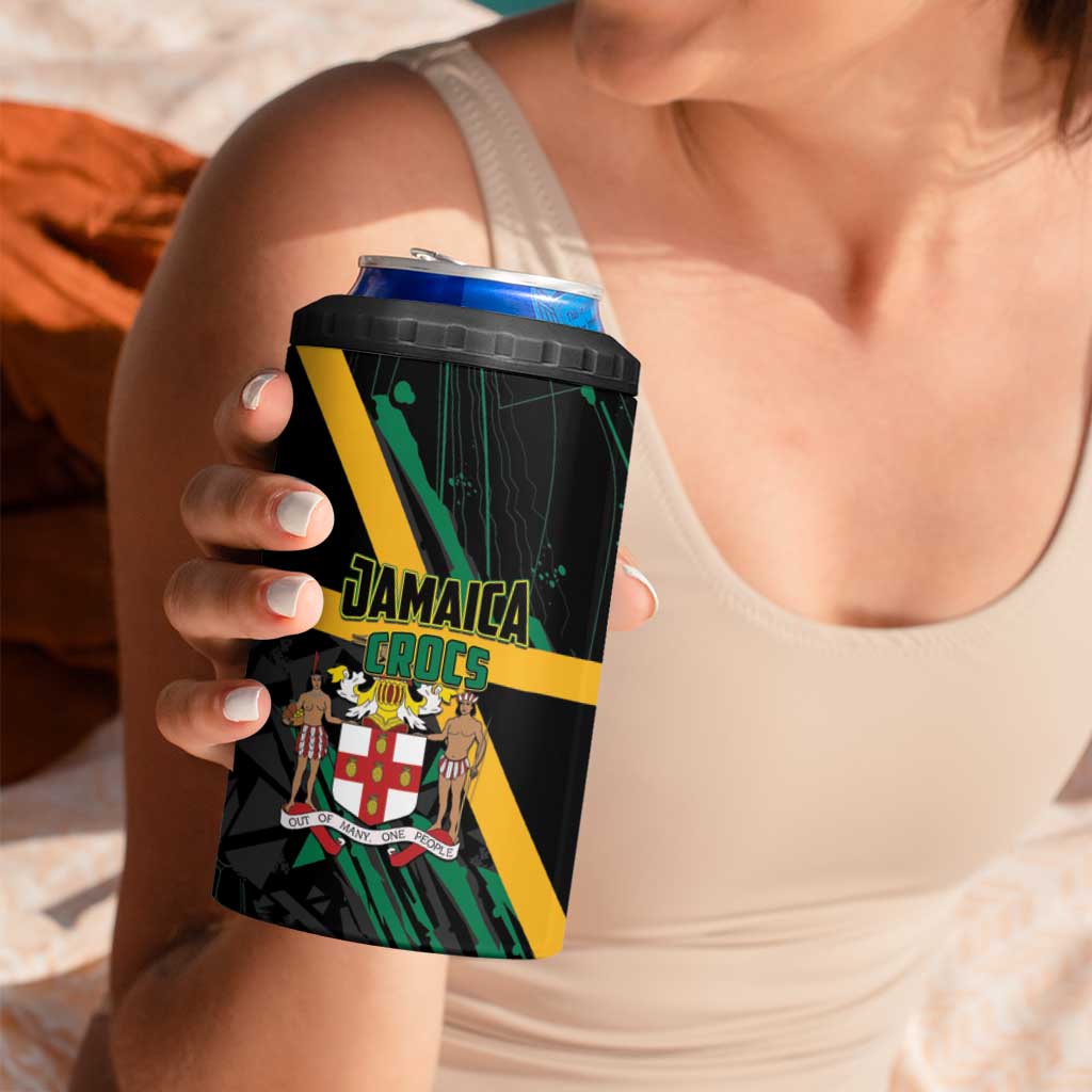 Custom Rugby Jamaica Crocs 4 in 1 Can Cooler Tumbler Cool Runnings on Grass - Wonder Print Shop