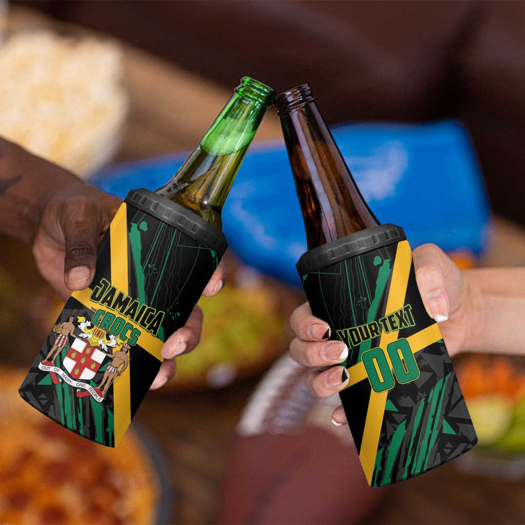 Custom Rugby Jamaica Crocs 4 in 1 Can Cooler Tumbler Cool Runnings on Grass - Wonder Print Shop