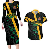 Custom Rugby Jamaica Crocs Couples Matching Long Sleeve Bodycon Dress and Hawaiian Shirt Cool Runnings on Grass - Wonder Print Shop