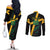 Custom Rugby Jamaica Crocs Couples Matching Off The Shoulder Long Sleeve Dress and Long Sleeve Button Shirt Cool Runnings on Grass - Wonder Print Shop