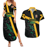 Custom Rugby Jamaica Crocs Couples Matching Summer Maxi Dress and Hawaiian Shirt Cool Runnings on Grass - Wonder Print Shop