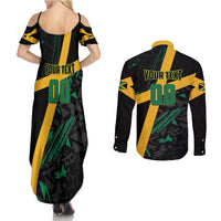 Custom Rugby Jamaica Crocs Couples Matching Summer Maxi Dress and Long Sleeve Button Shirt Cool Runnings on Grass - Wonder Print Shop