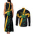 Custom Rugby Jamaica Crocs Couples Matching Tank Maxi Dress and Long Sleeve Button Shirt Cool Runnings on Grass - Wonder Print Shop
