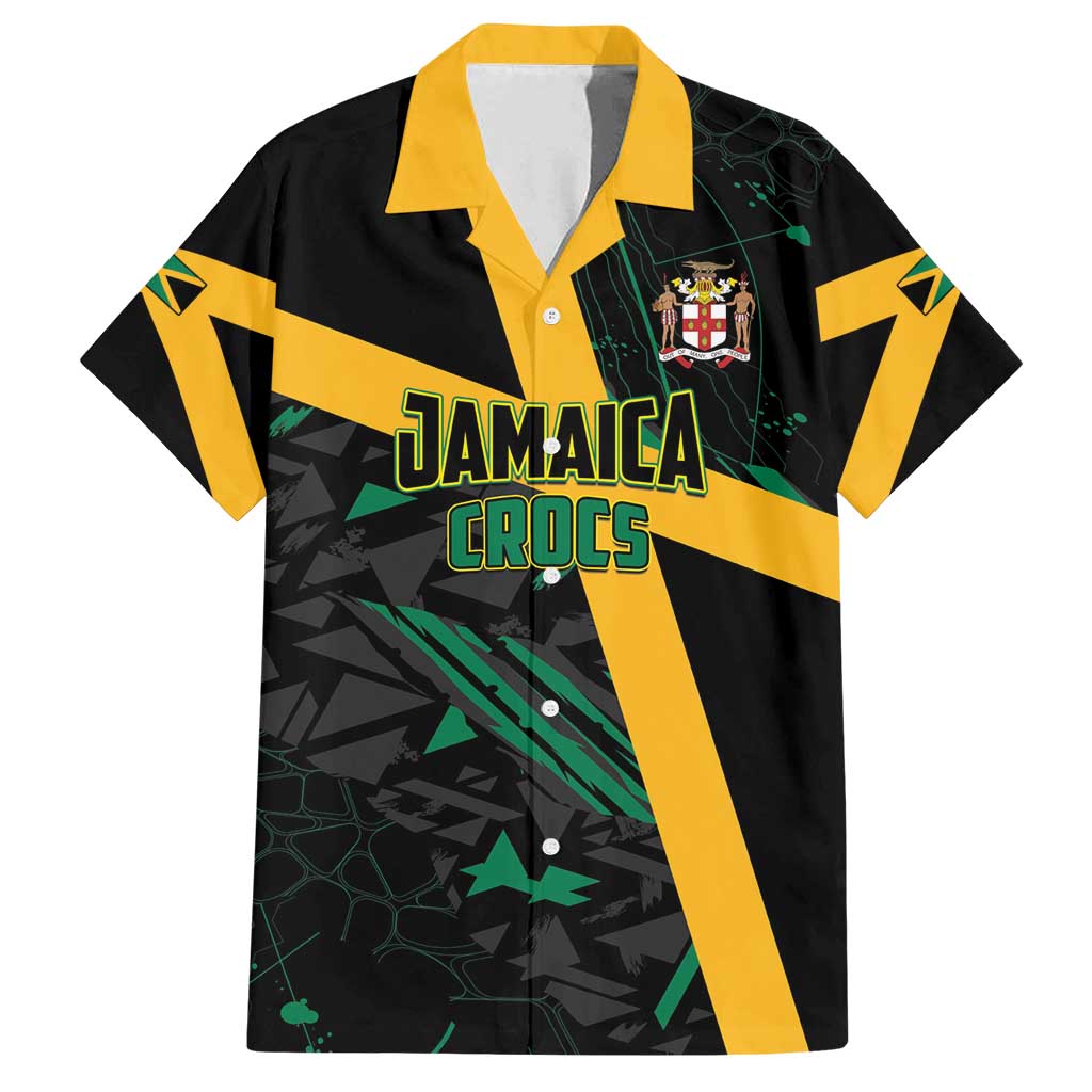 Custom Rugby Jamaica Crocs Family Matching Long Sleeve Bodycon Dress and Hawaiian Shirt Cool Runnings on Grass - Wonder Print Shop