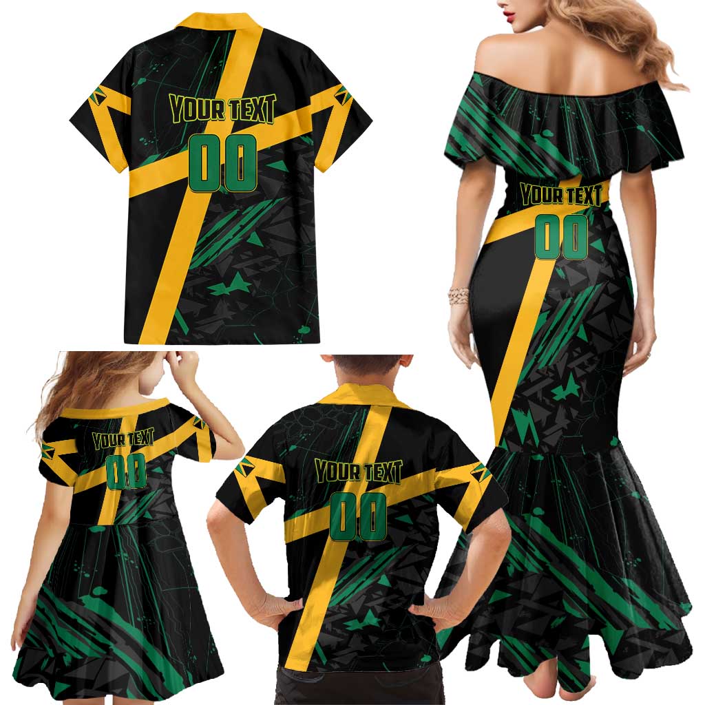Custom Rugby Jamaica Crocs Family Matching Mermaid Dress and Hawaiian Shirt Cool Runnings on Grass - Wonder Print Shop