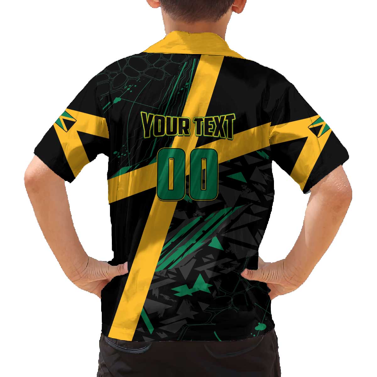 Custom Rugby Jamaica Crocs Family Matching Off The Shoulder Long Sleeve Dress and Hawaiian Shirt Cool Runnings on Grass - Wonder Print Shop